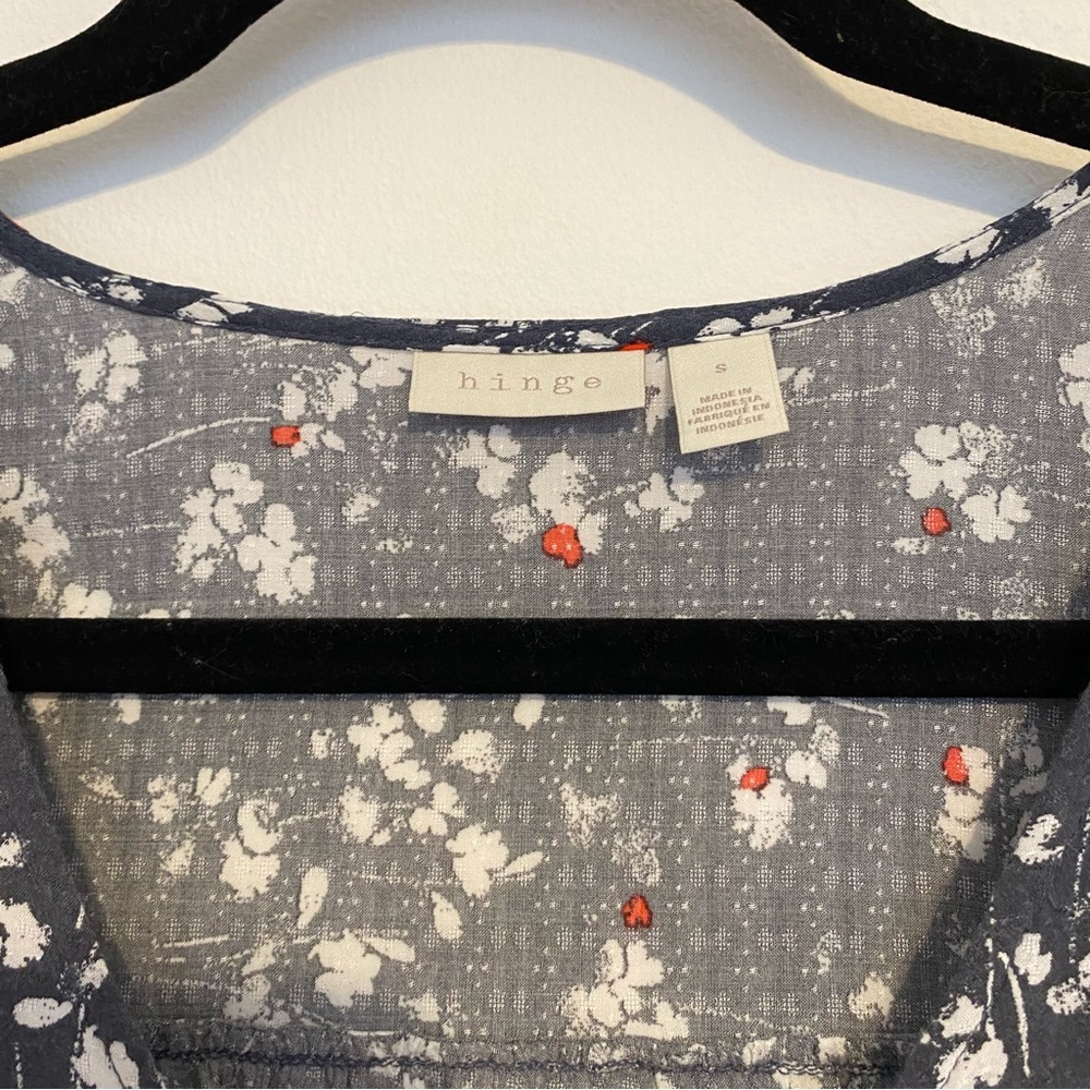 Hinge Blue-Gray Pattern Work Blouse - image 3